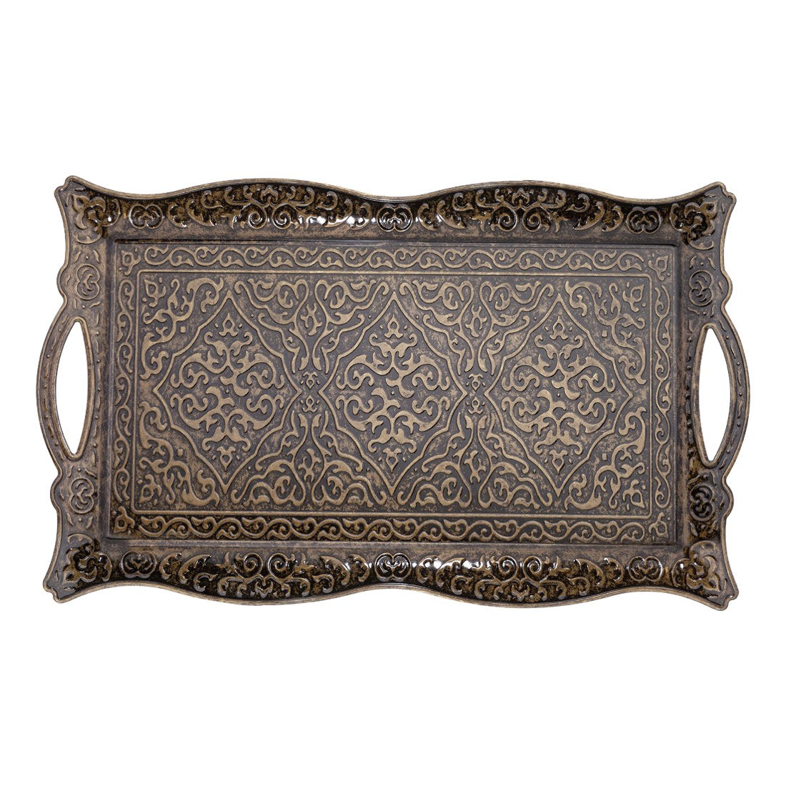 Tray For 6-Person - Square Metal - Antique Gold Tone - Acar catalog image
