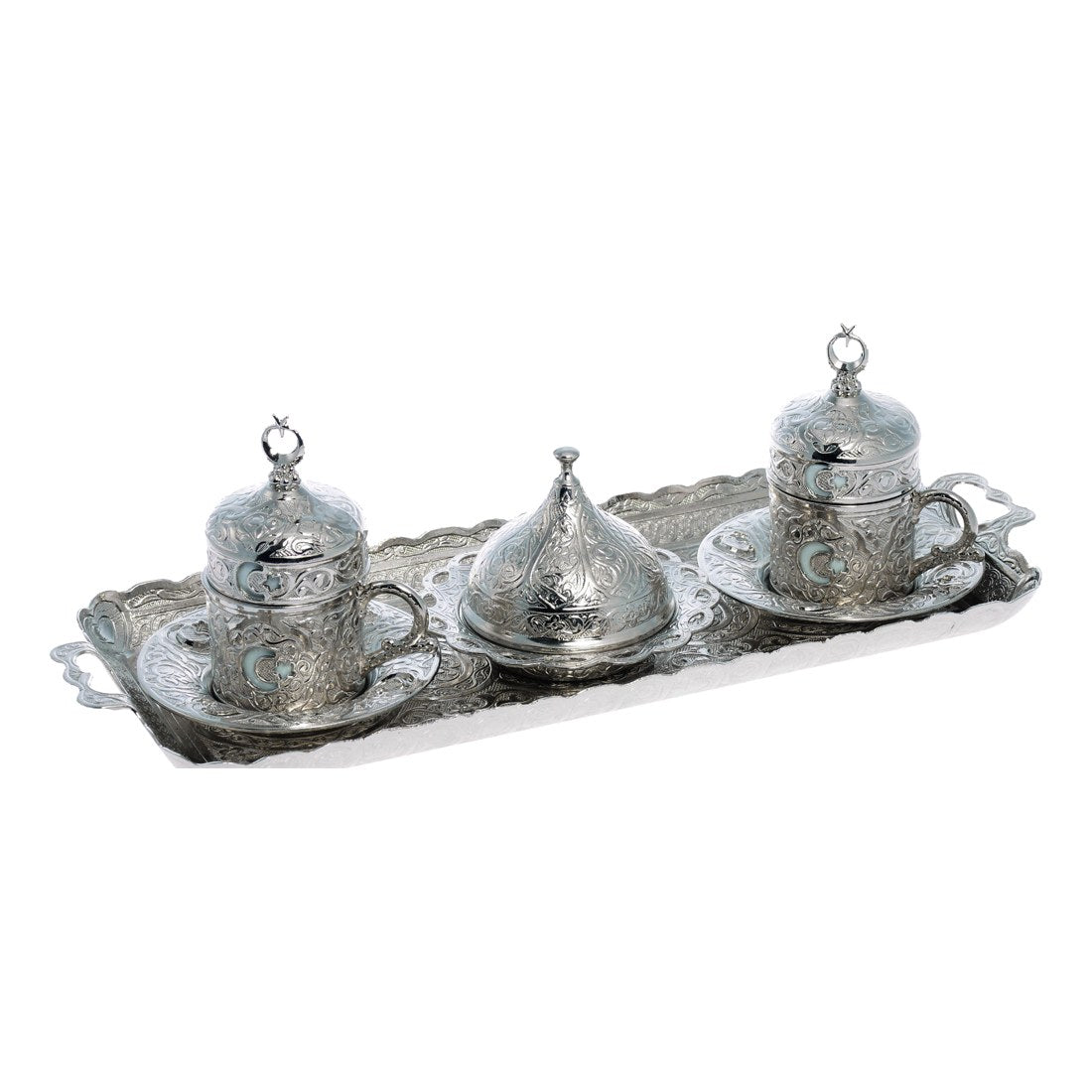 2-Person Coffee Set With Moon & Star Design - White - Acar catalog image