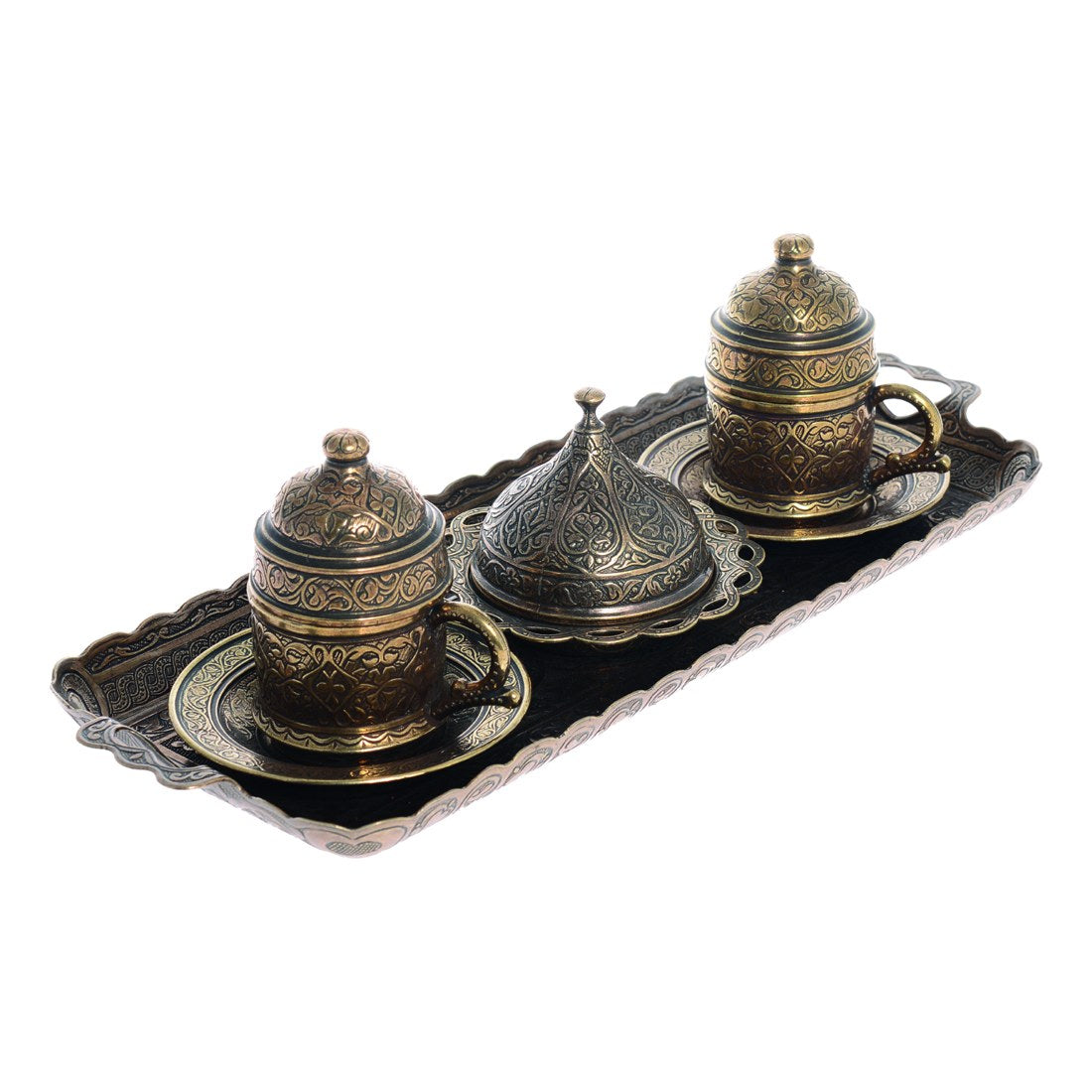 2-Person Ancient Coffee Set - Antique Gold Tone - Acar catalog image