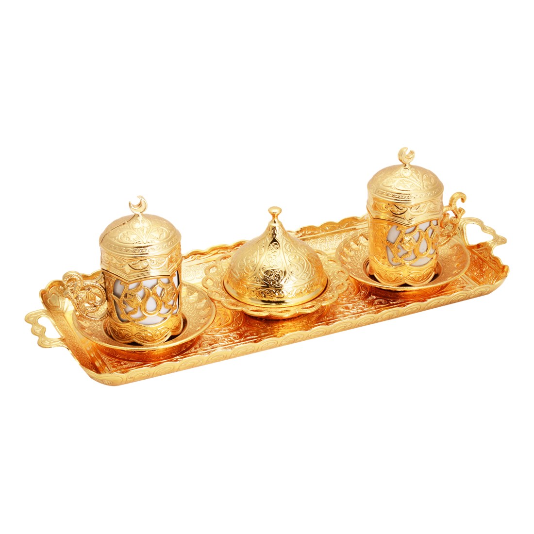 2-Person Coffee Set With Sultan Design - Gold Tone - Acar catalog image