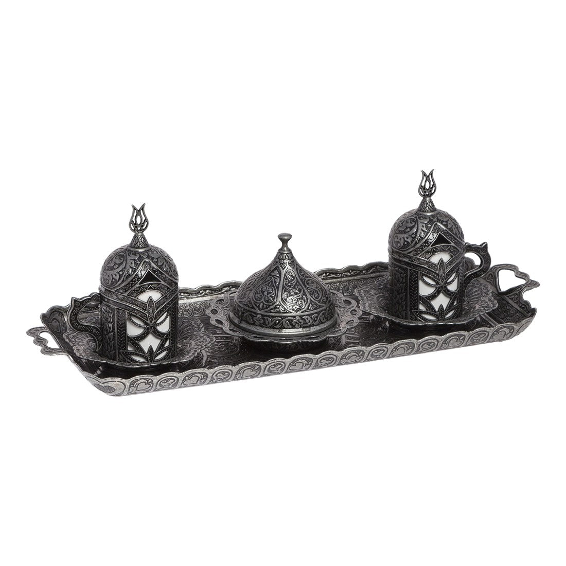 2-Person Coffee Set With Pearl Design - Tinned Finish - Acar catalog image