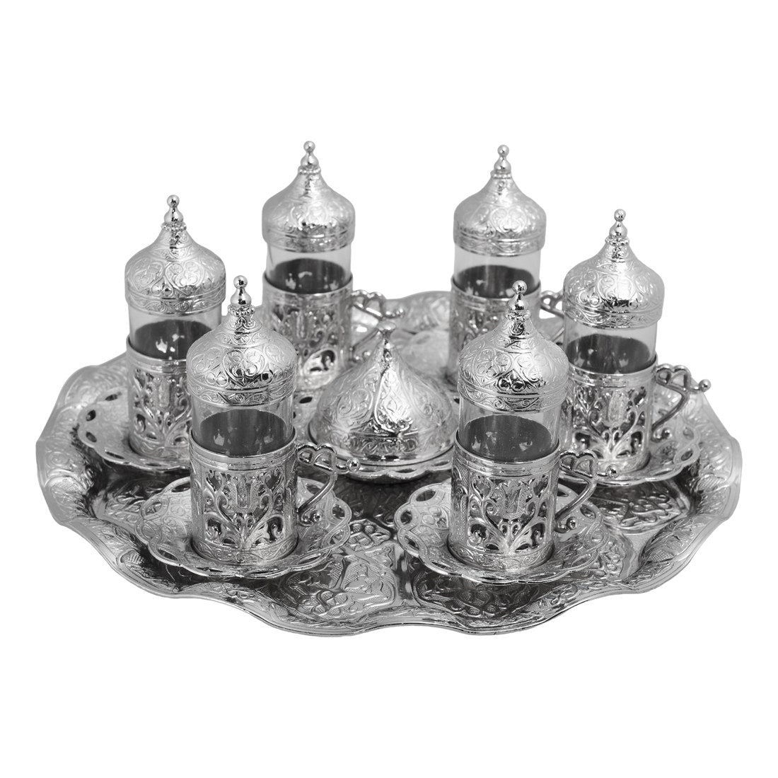 6-Person Water Glass Set With Tulip Design - White - Acar catalog image