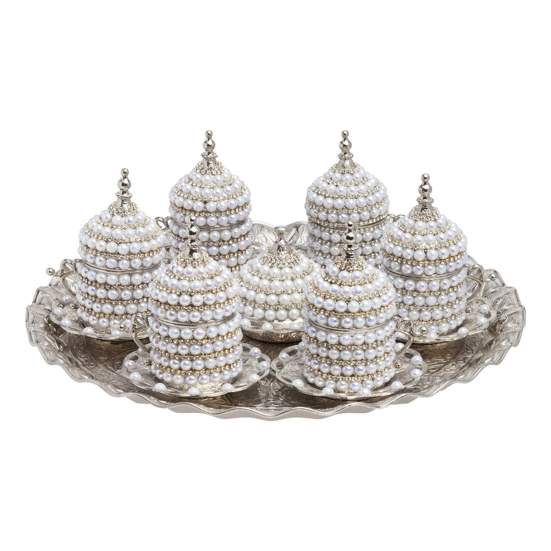 6-Person Coffee Gem-Style Set - Pearl-Style Series - White - Acar catalog image