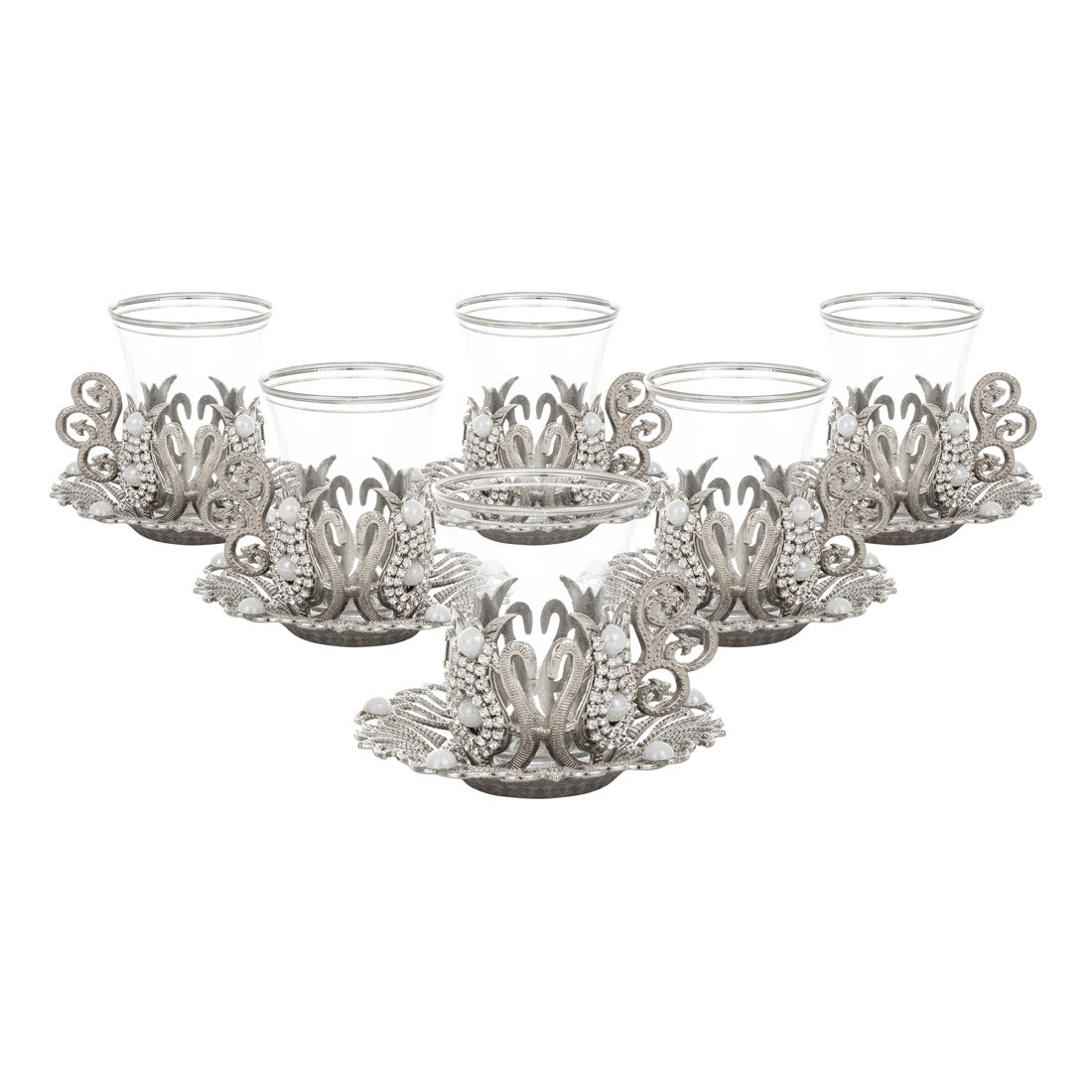 6-Person Gem-Style Tea Set - Ottoman - White - Acar catalog image