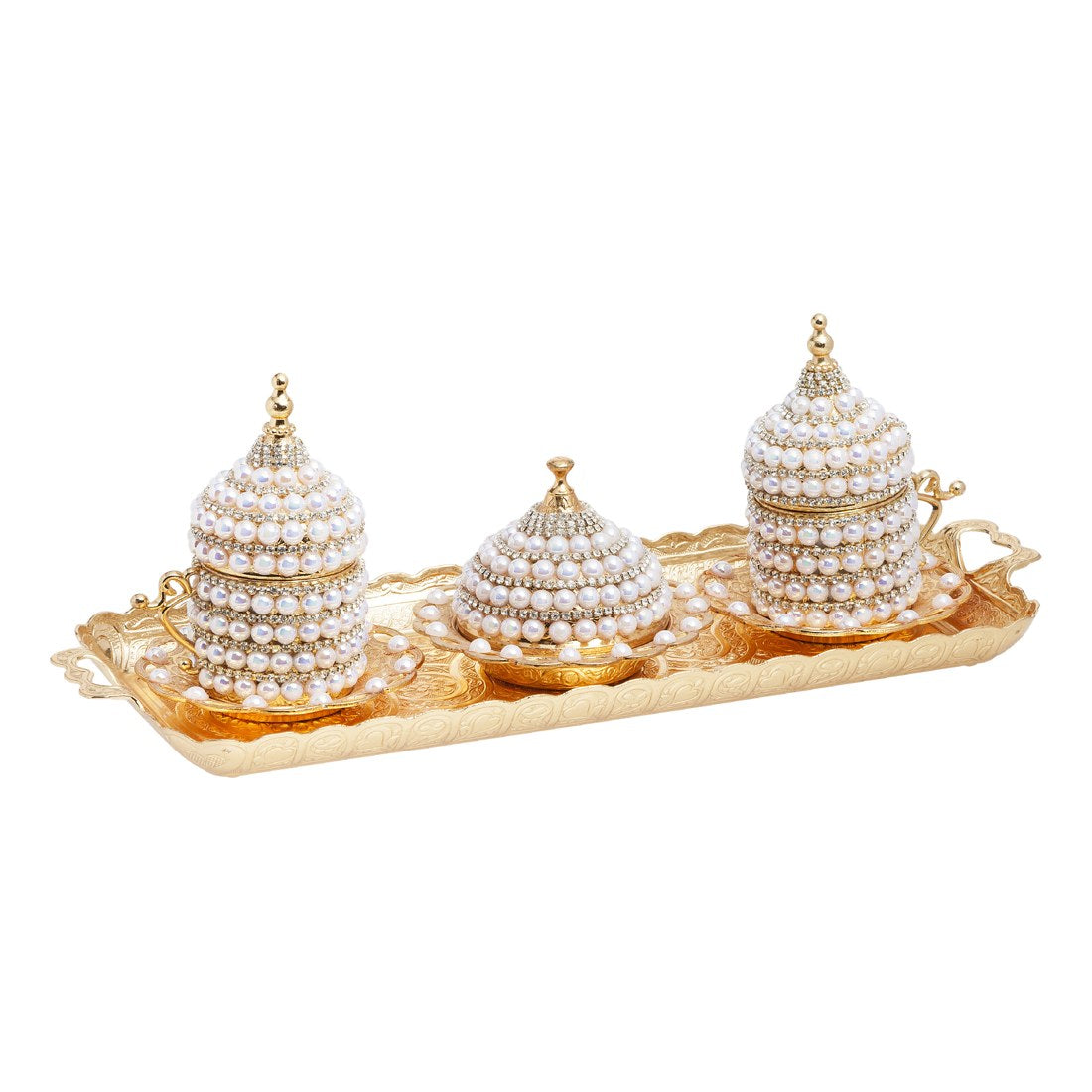 2-Person Coffee Gem-Style Set - Pearl-Style Series - Gold Tone - Acar catalog image