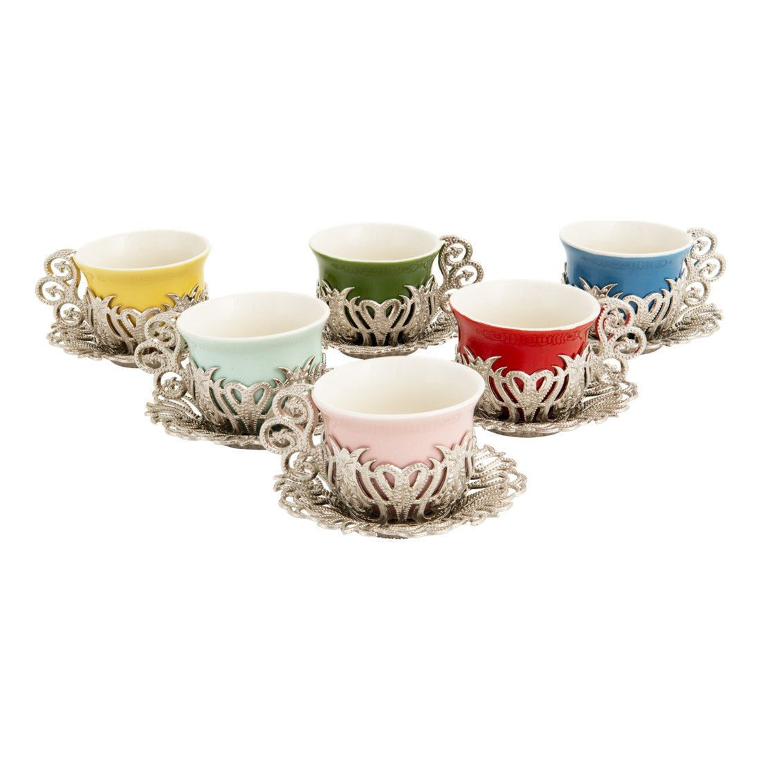 6-Person Coffee Presentation Set - Tulip - Colored - White - Acar catalog image