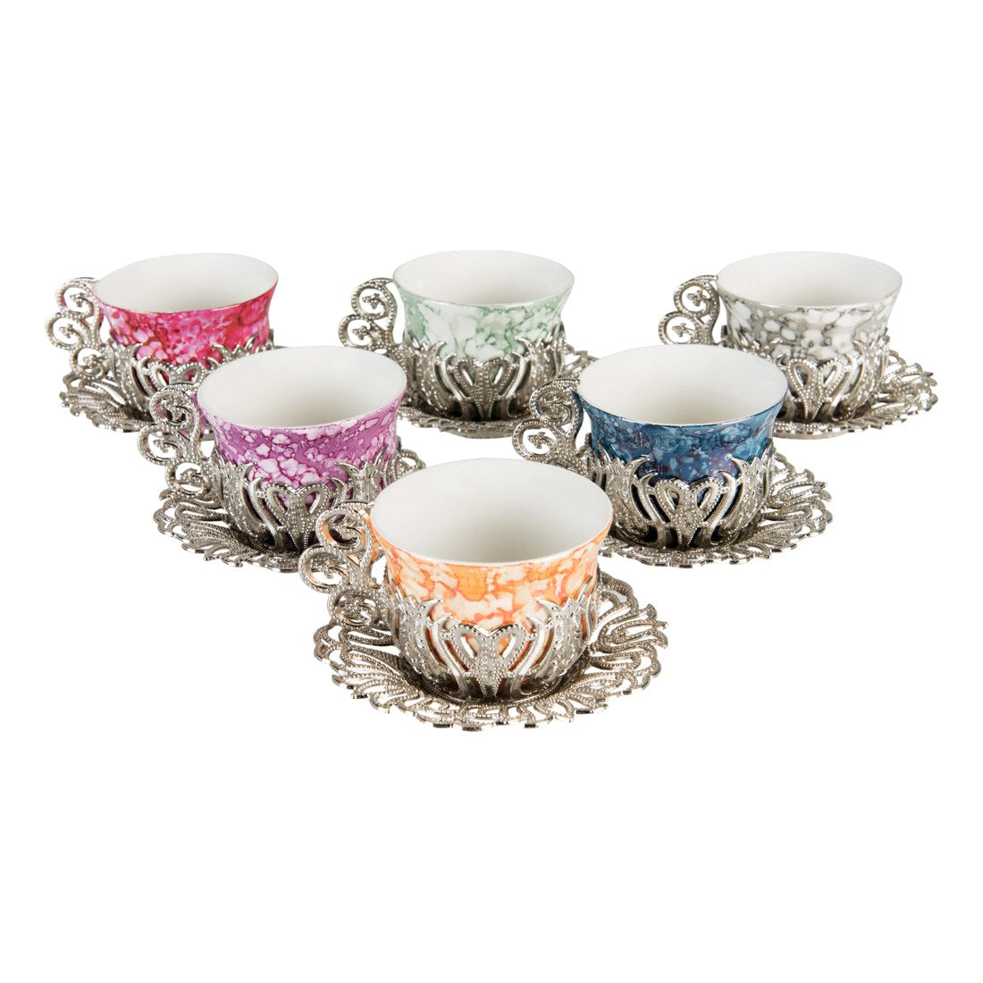 6-Person Coffee Presentation Set - Tulip Marble Pattern - White - Acar catalog image