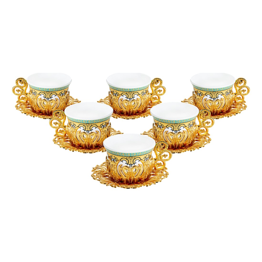 6-Person Coffee Presentation Set - Tulip Pattern 1 - Gold Tone - Acar catalog image