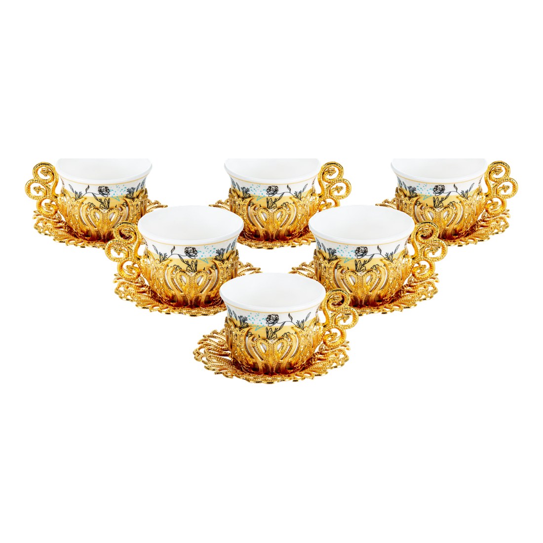 6-Person Coffee Presentation Set Tulip - Pattern 4 - Gold Tone - Acar catalog image