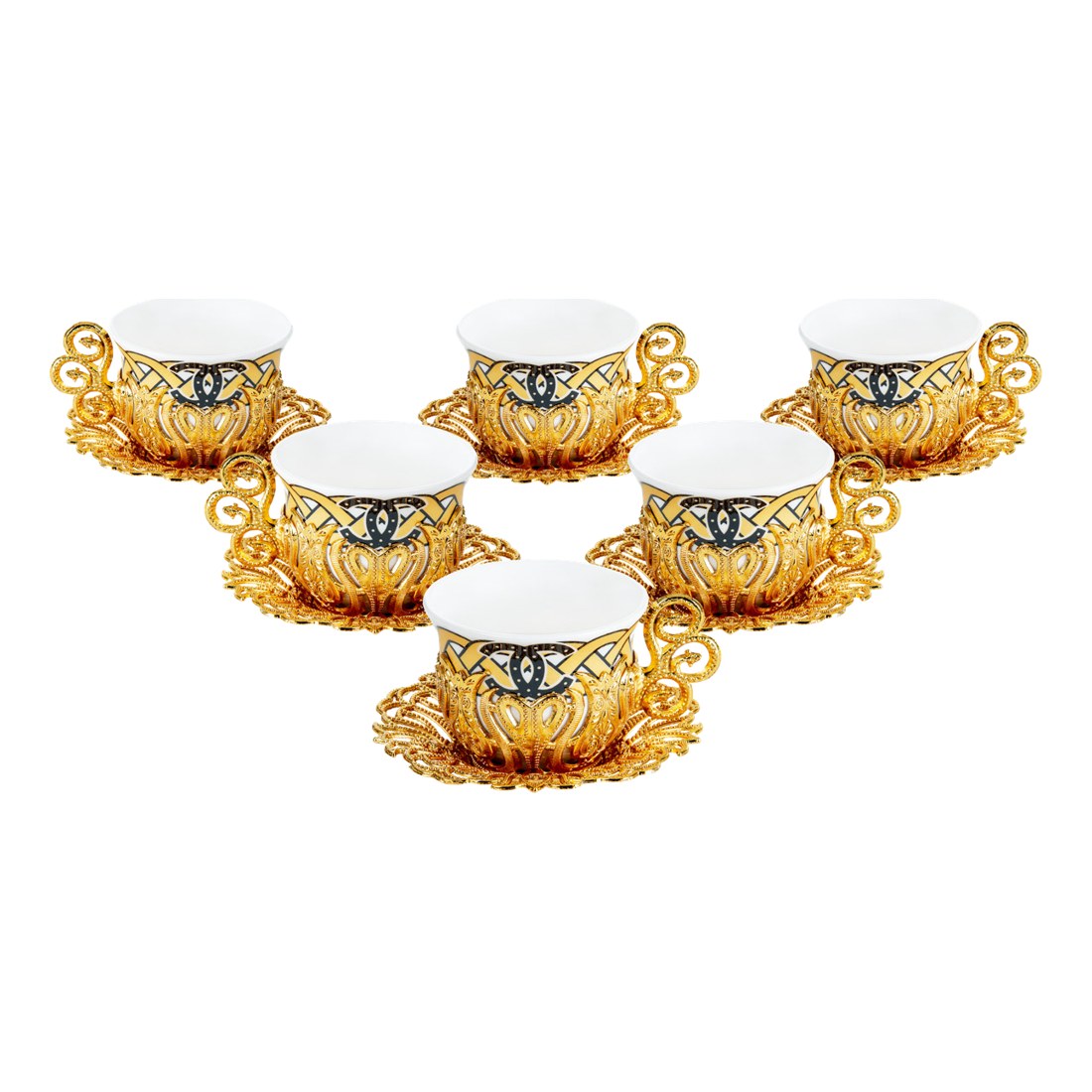 6-Person Coffee Presentation Set - Tulip Pattern 5 - Gold Tone - Acar catalog image