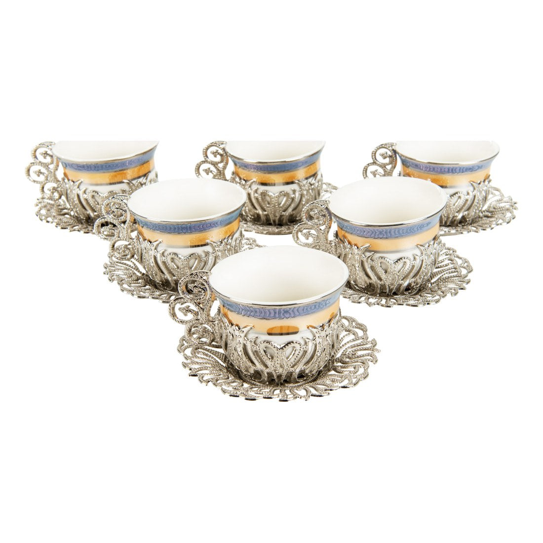 6-Person Coffee Presentation Set - Tulip Alaca Pattern - White - Acar catalog image