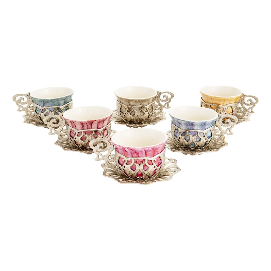 6-Person Coffee Presentation Set - Sultan - Marble Pattern - White - Acar catalog image