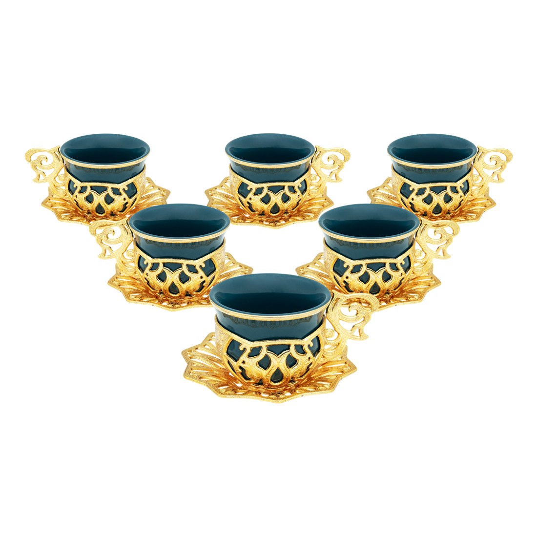 6-Person Coffee Presentation Set - Sultan - Green - Gold Tone - Acar catalog image