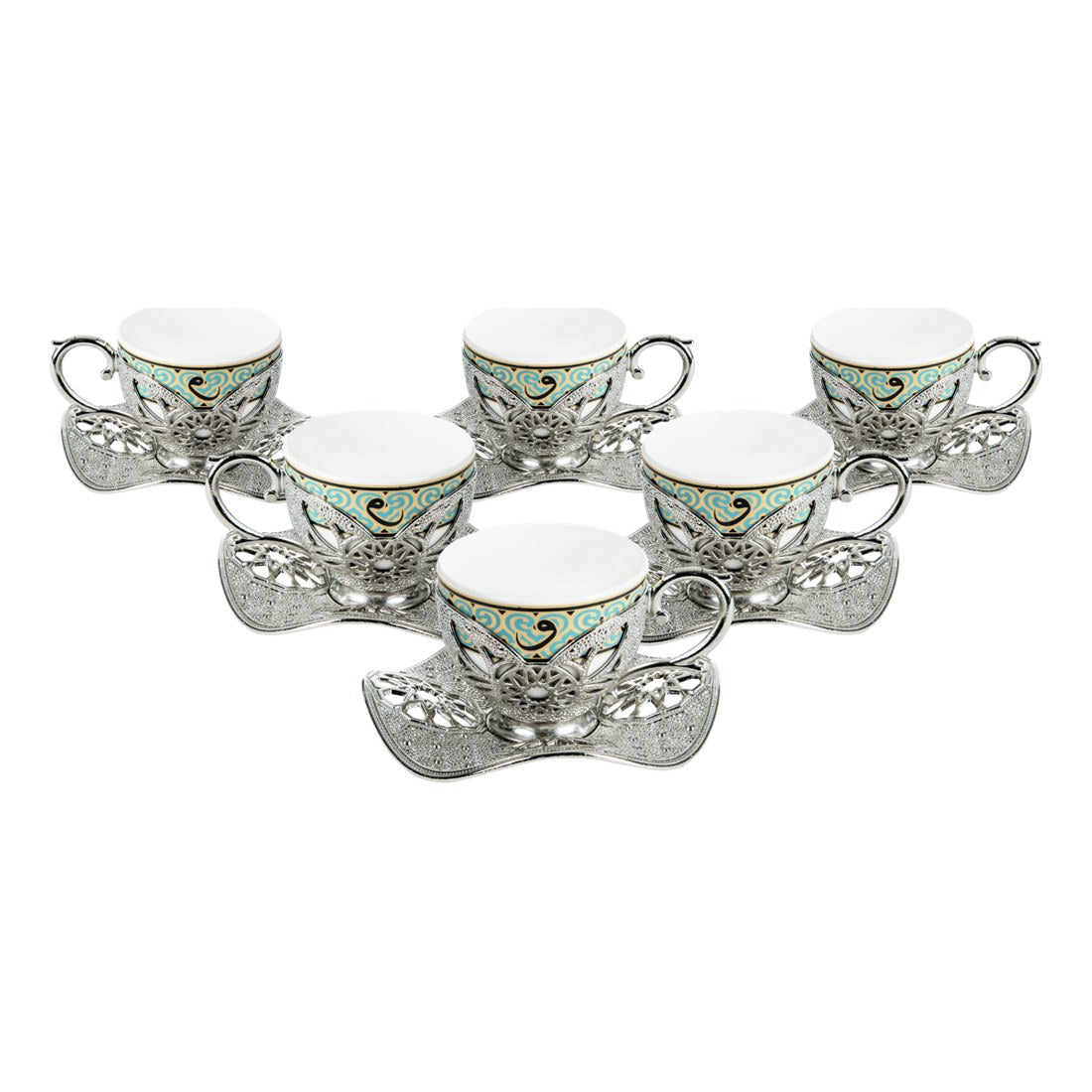 6-Person Presentation Set - Busra Pattern 2 - White - Acar catalog image