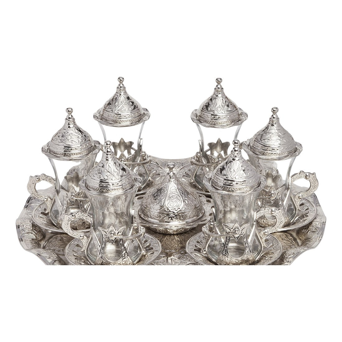 Tea Set With Hook Design - White - With Tray - Acar catalog image