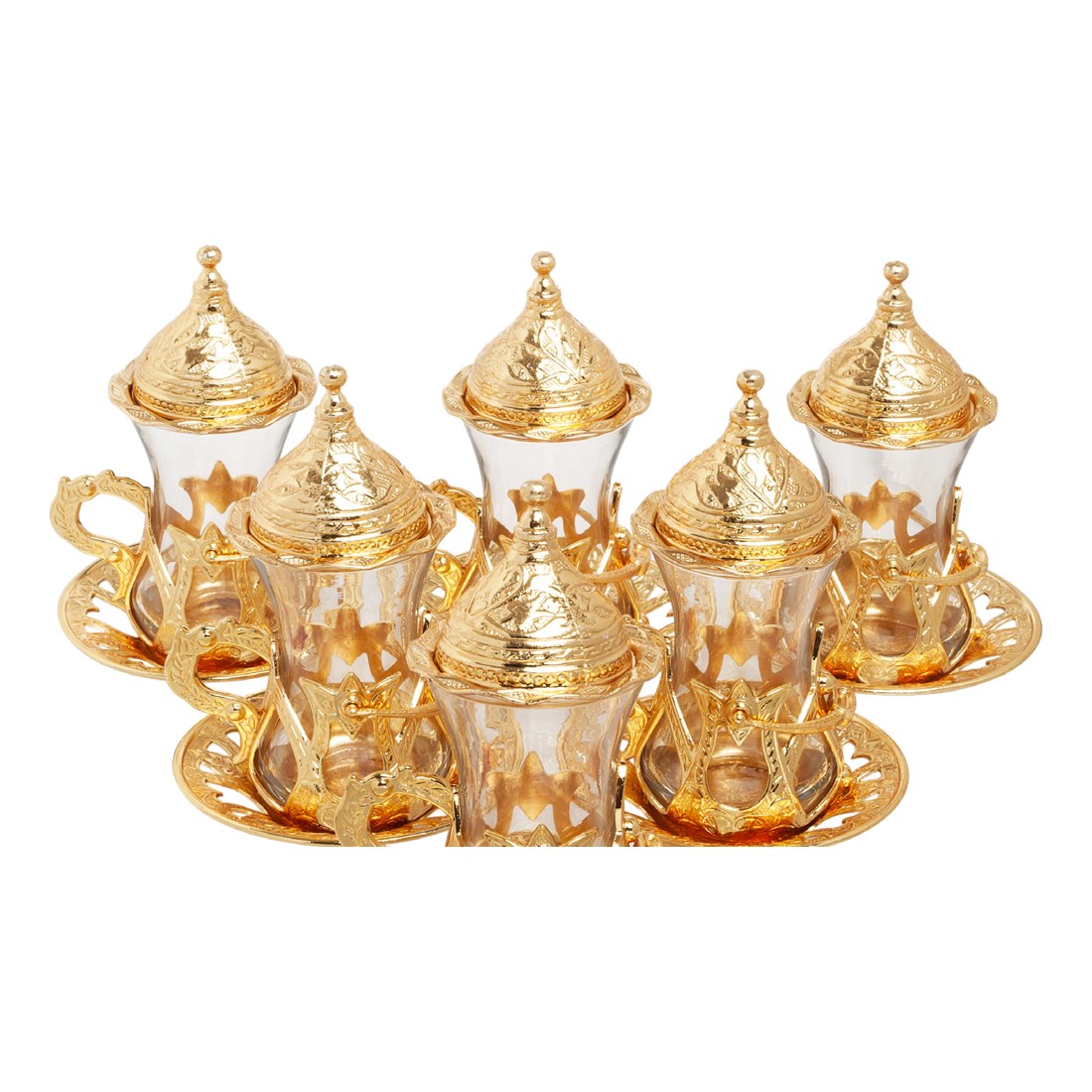 Tea Set With Hook Design - Gold Tone - Without Tray - Acar catalog image
