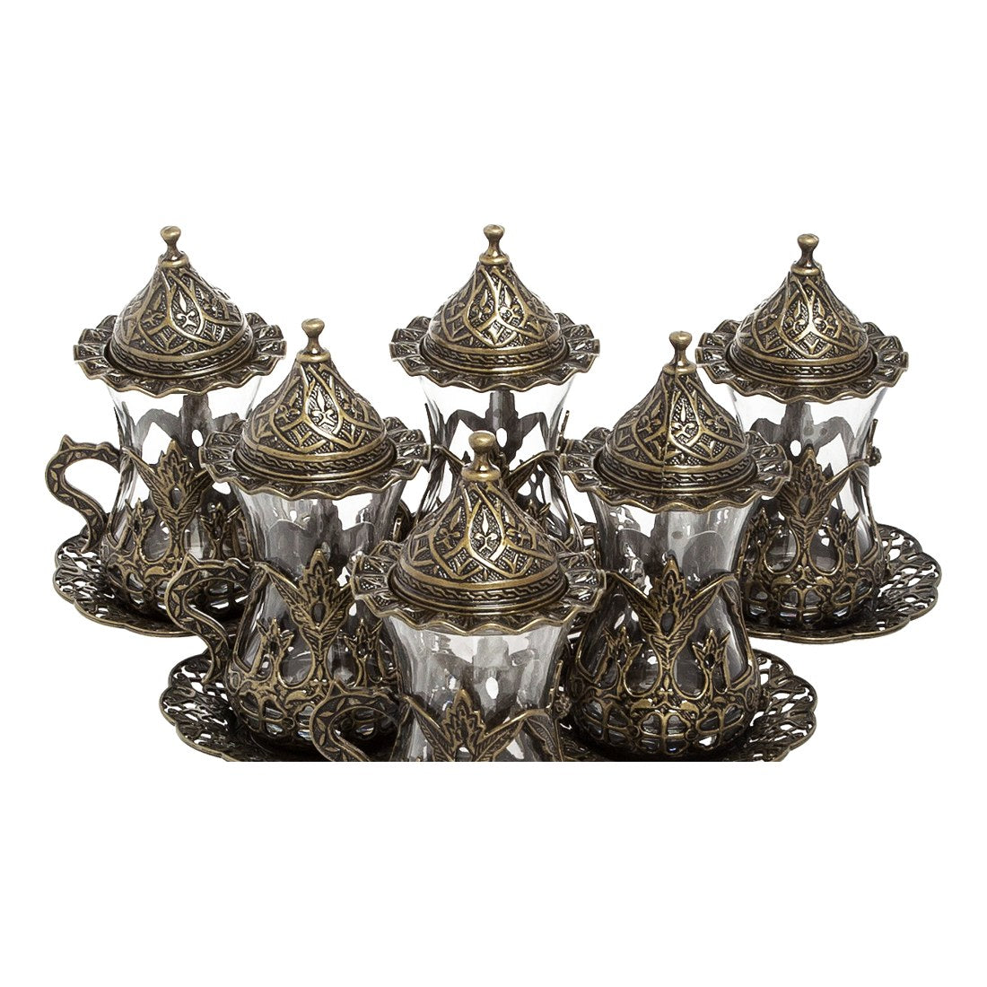 Tea Set With Clover Design - Antique Gold Tone - Without Tray - Acar catalog image