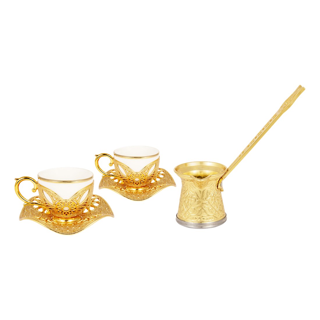 2-Person Presentation Set - Busra + Coffee Pot - Gilded - Gold Tone - Acar catalog image
