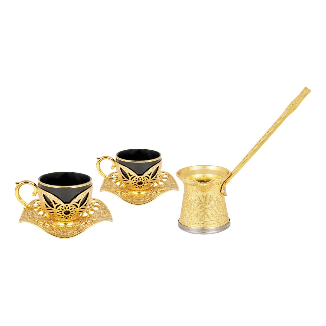 2-Person Presentation Set - Busra + Coffee Pot - Black - Gold Tone - Acar catalog image