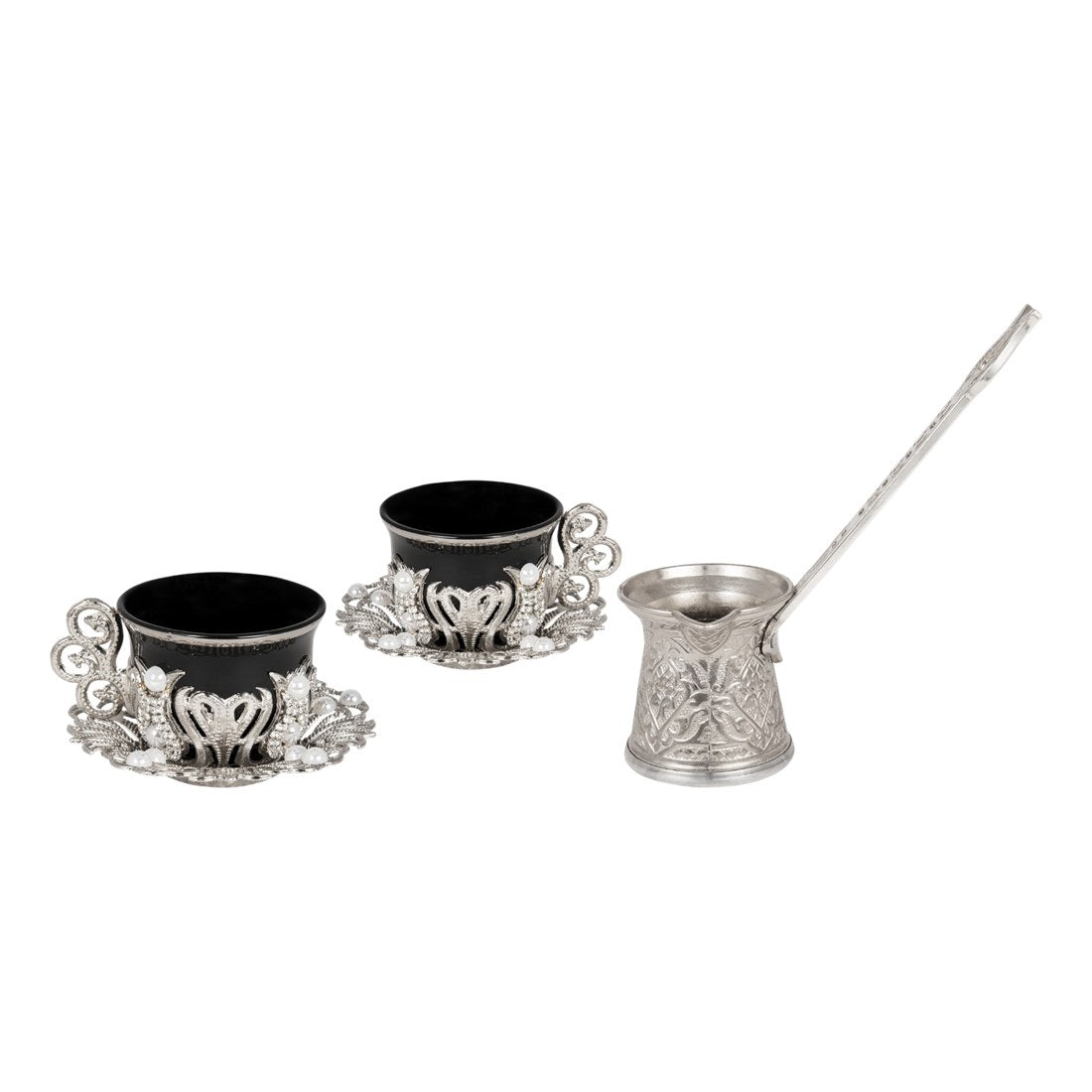 2-Person Presentation Set - Gem-Style + Coffee Pot - Black - White - Acar catalog image