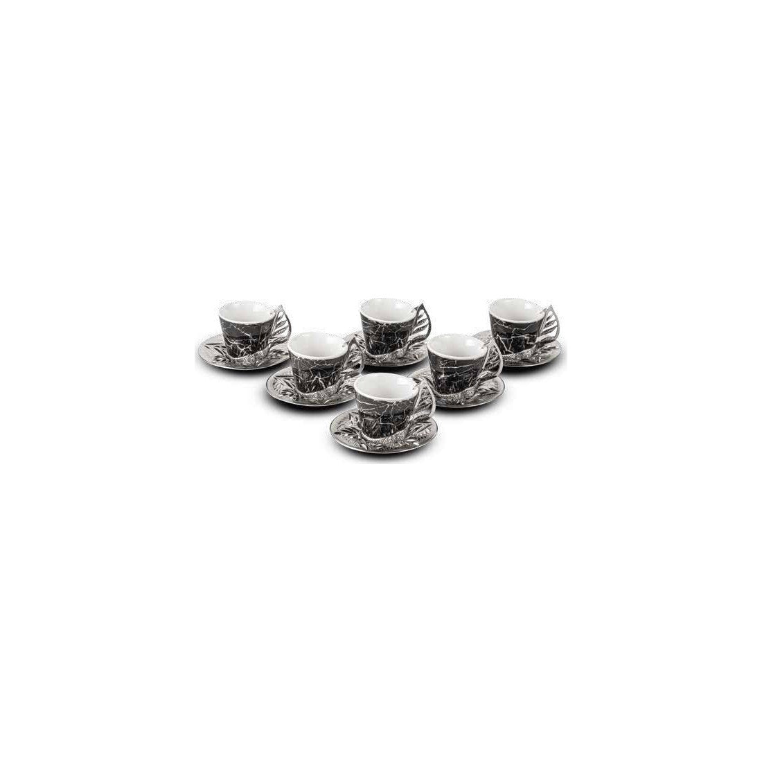 Black Marble Patterned Yaprak 6-Person Coffee Set - catalog product image