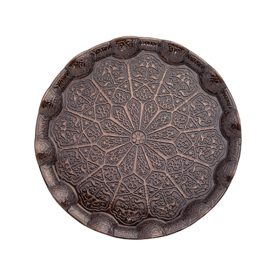 Tray For 6-Person - Round Metal - Antique Copper Tone - Acar catalog image