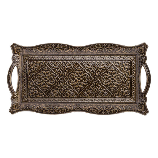 Tray For 2-Person - Square Metal - Antique Gold Tone - Acar catalog image
