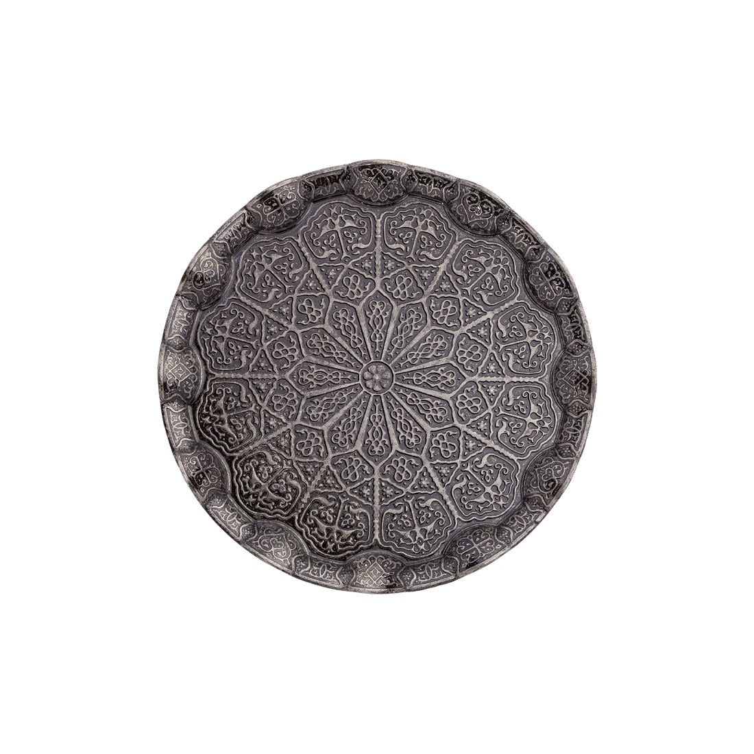 Tray For 2-Person - Round Metal - Tinned Finish - Acar catalog image