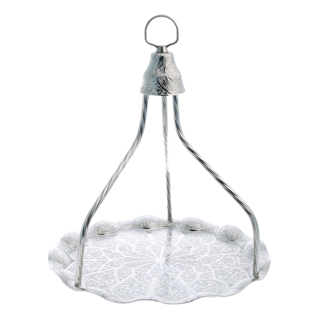 Tray With Carrying Handle - Round Waved - White - Acar catalog image