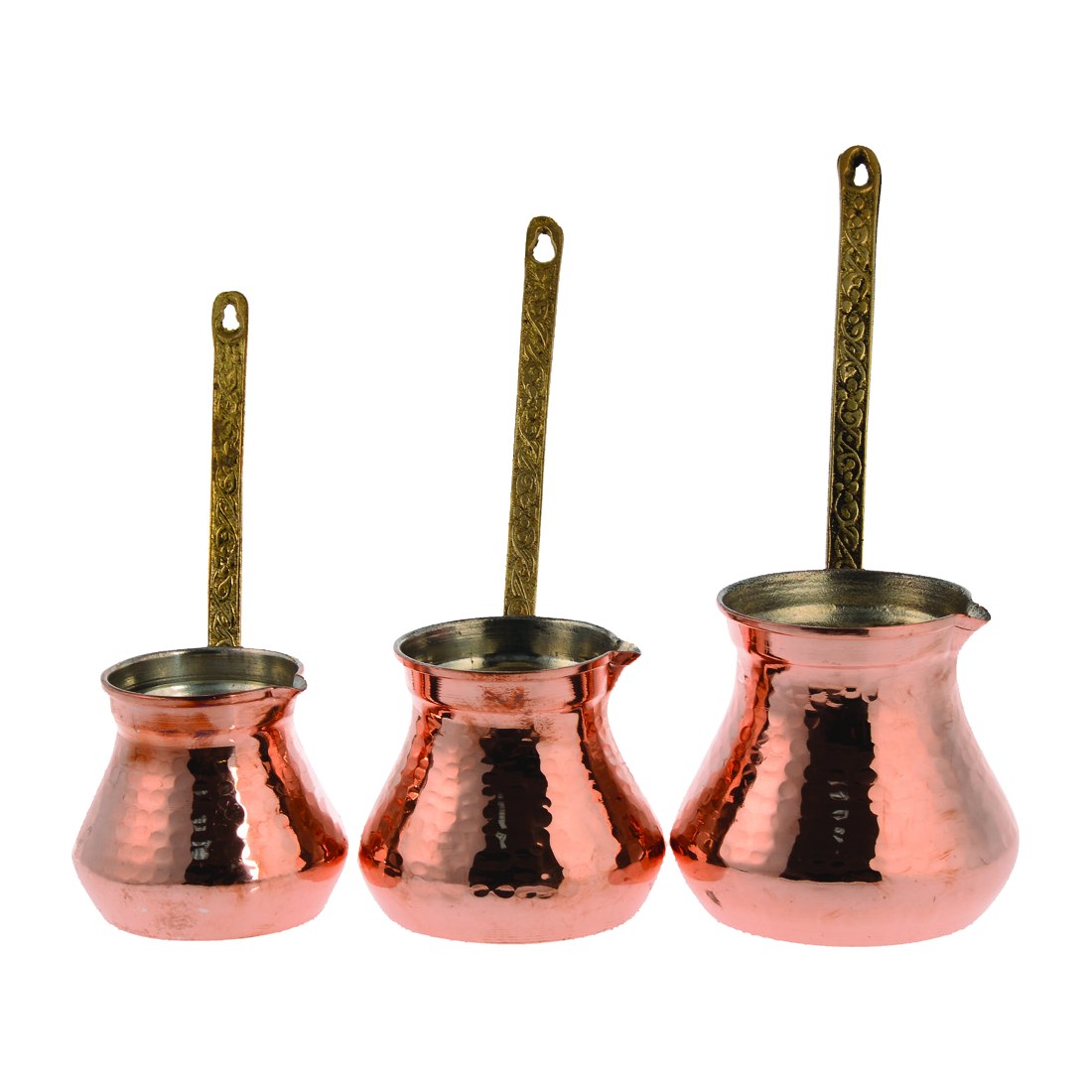Turkish Coffee Pot Set - Triple Tombul Hammered - Red - Acar catalog image
