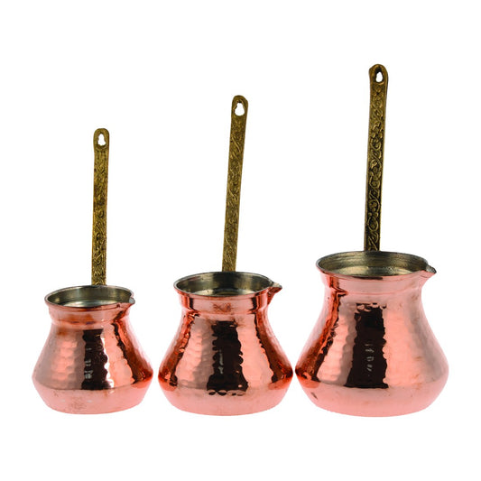 Turkish Coffee Pot Set - Triple Tombul Hammered - Red - Acar catalog image