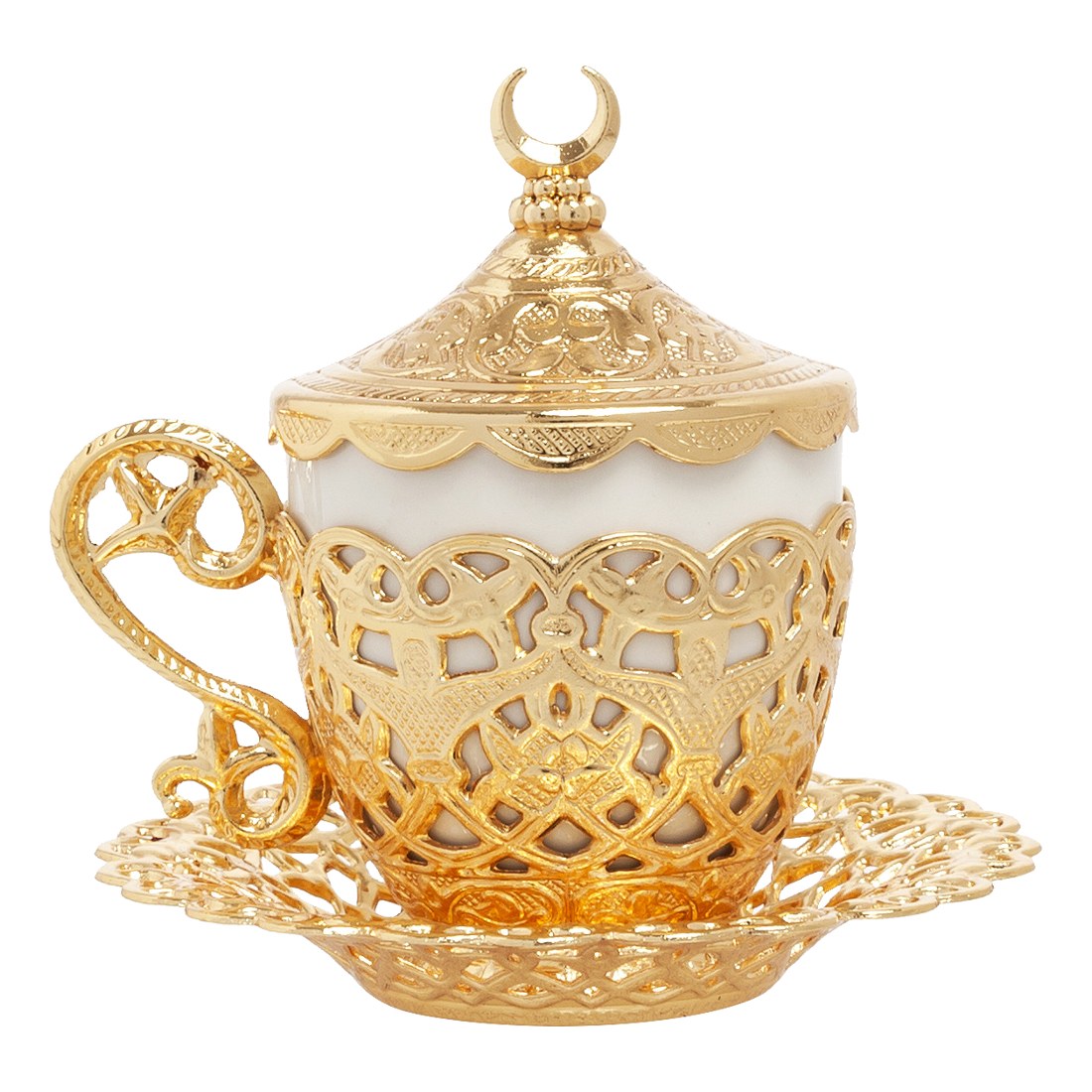 Coffee Cup With Poppy Design - Gold Tone - Acar catalog image