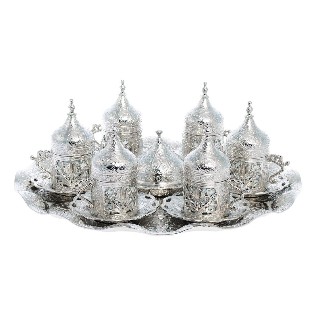 6-Person Coffee Set With Tulip Design - White - Acar catalog image