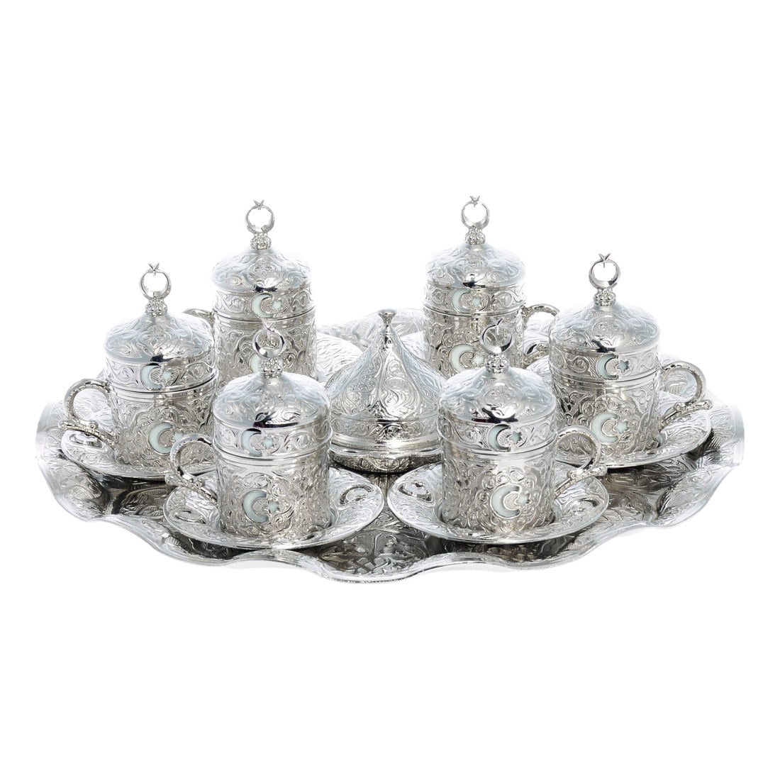 6-Person Coffee Set With Moon & Star Design - White - Acar catalog image
