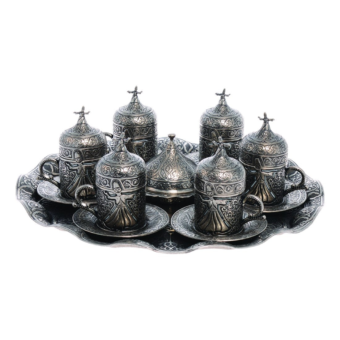 6-Person Coffee Set With Whirling Dervish Design - Tinned Finish - Acar catalog image