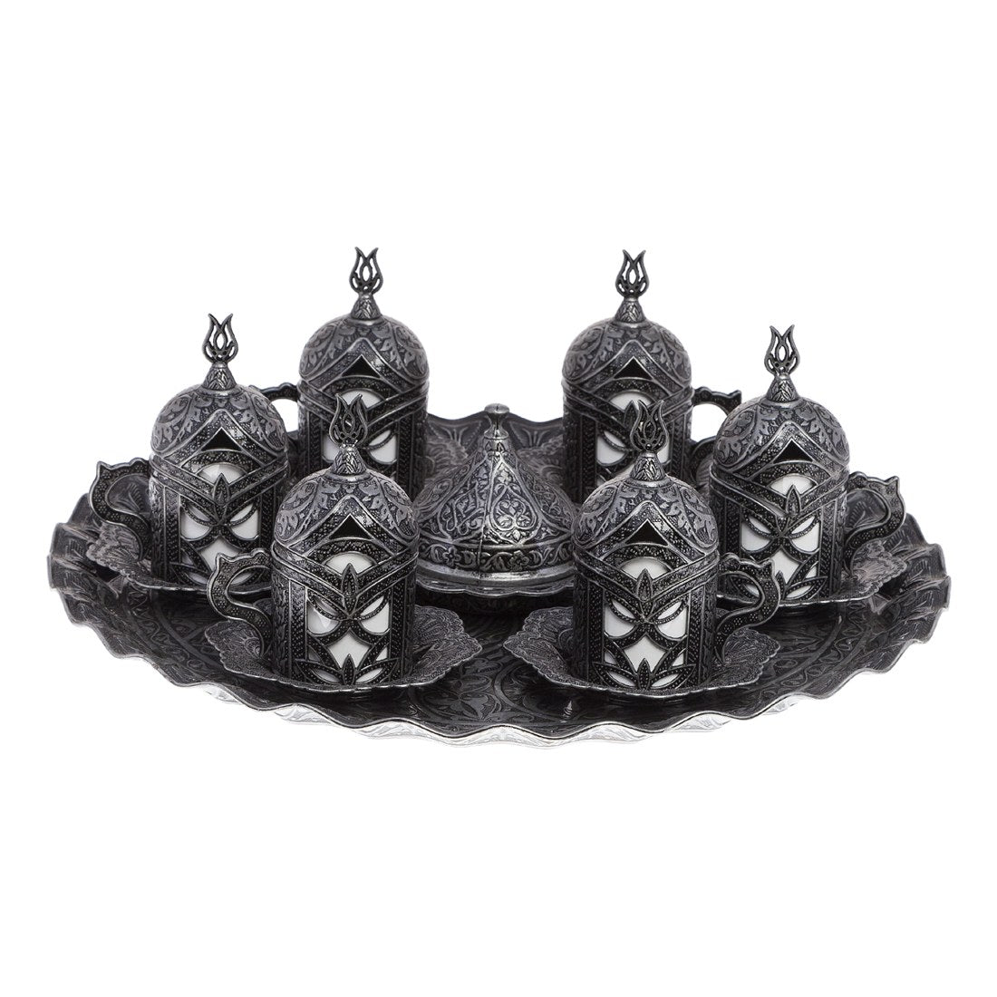 6-Person Coffee Set With Pearl Design - Tinned Finish - Acar catalog image