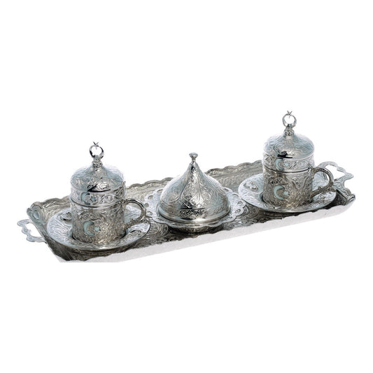 2-Person Coffee Set With Moon & Star Design - White - Acar catalog image