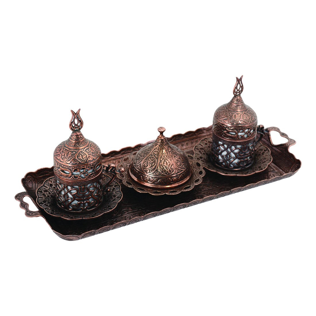 2-Person Coffee Set With Openwork Design - Antique Copper Tone - Acar catalog image