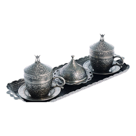 2-Person Coffee Cup Set With Acar Design - Tinned Finish - Acar catalog image
