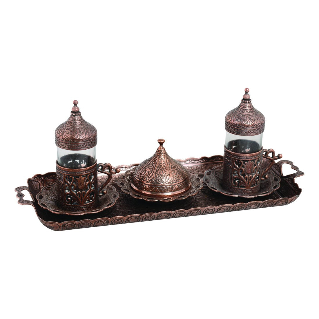 2-Person Water Glass Set With Tulip Design - Antique Copper Tone - Acar catalog image