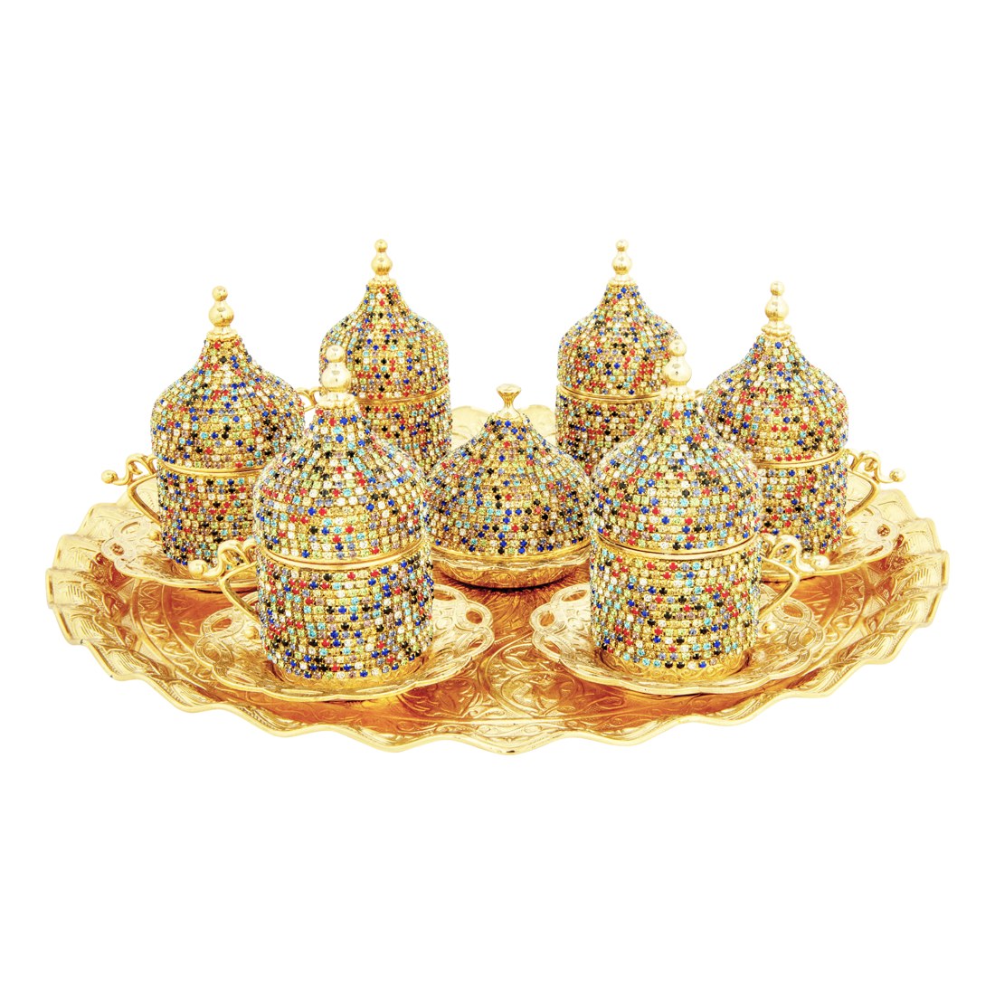 6-Person Coffee Gem-Style Set - Color Series - Gold Tone - Acar catalog image