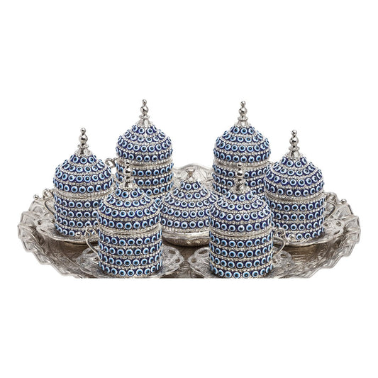 6-Person Coffee Gem-Style Set - Evil Eye Series - White - Acar catalog image