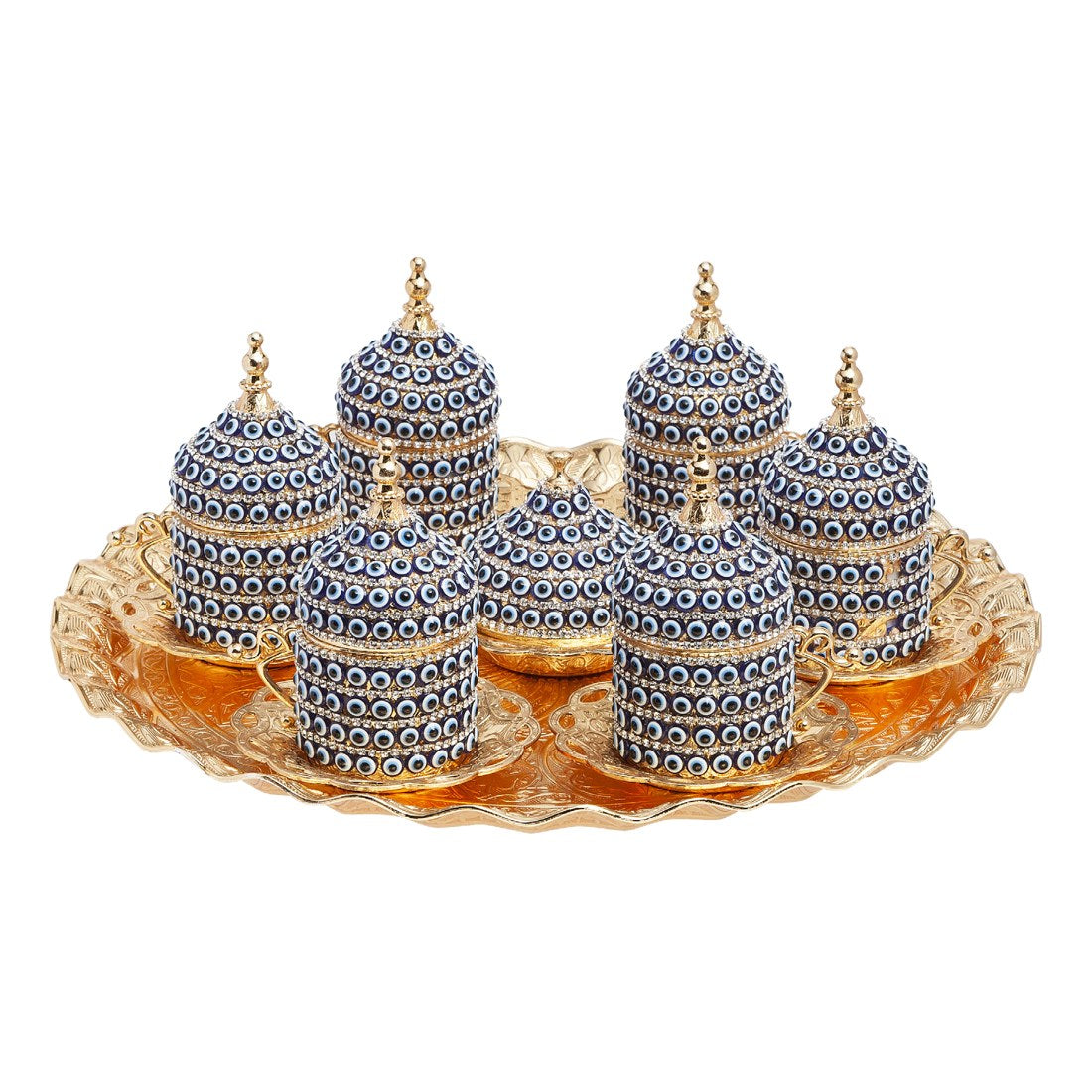 6-Person Coffee Gem-Style Set - Evil Eye Series - Gold Tone - Acar catalog image