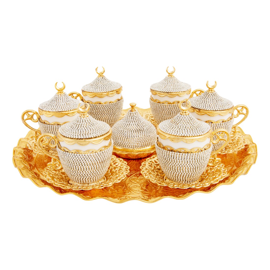 6-Person Gem-Style Coffee Cup Set - Gem-Style Series - Gold Tone - Acar catalog image
