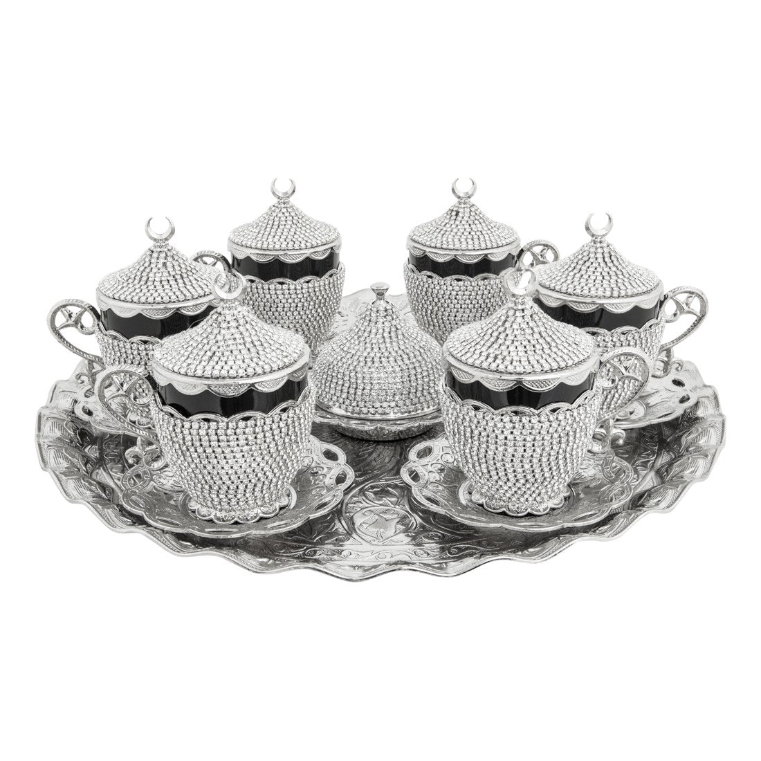 6-Person Gem-Style Coffee Cup Set - Black Series - White - Acar catalog image