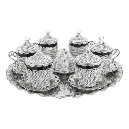 6-Person Gem-Style Coffee Cup Set - Black Series - White - Acar catalog image
