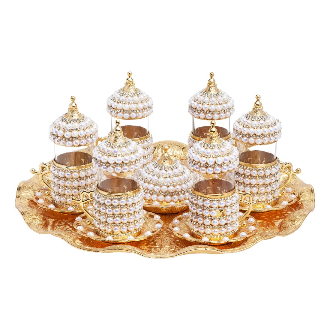 6-Person Water Glass Set Pearl-Style Series - Gold Tone - Acar catalog image