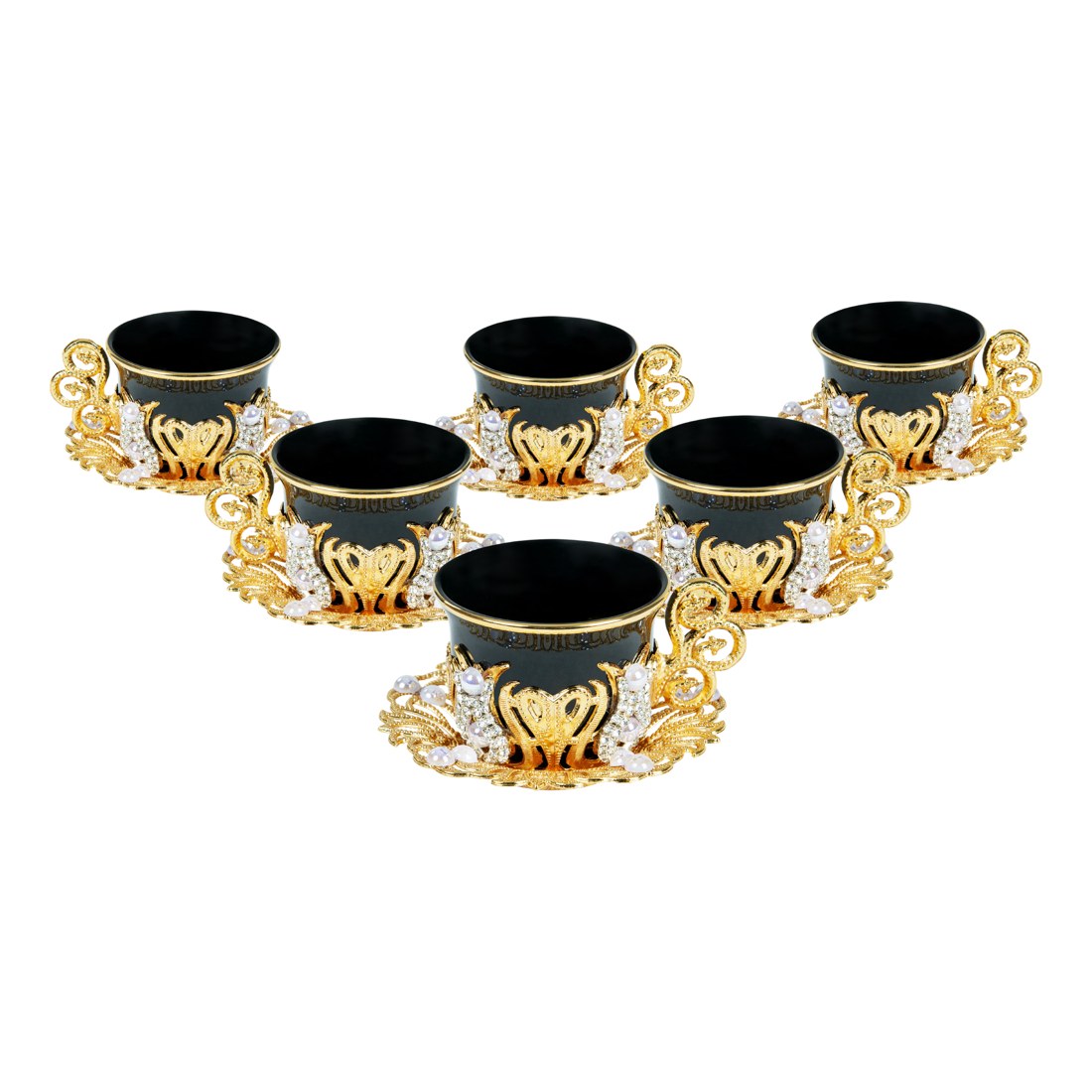 6-Person Gem-Style Presentation Set - Black - Gold Tone - Acar catalog image