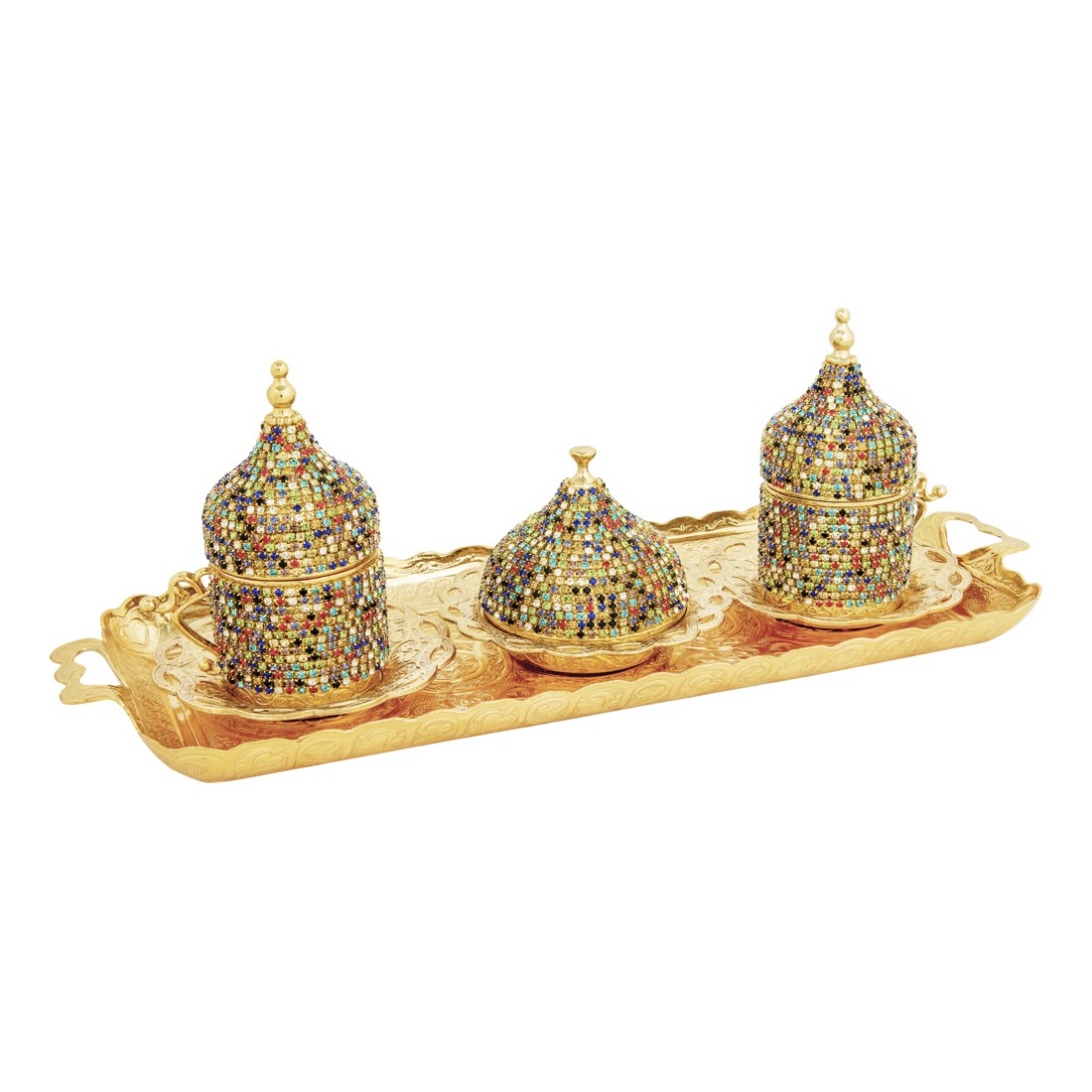 2-Person Coffee Gem-Style Set - Color Series - Gold Tone - Acar catalog image