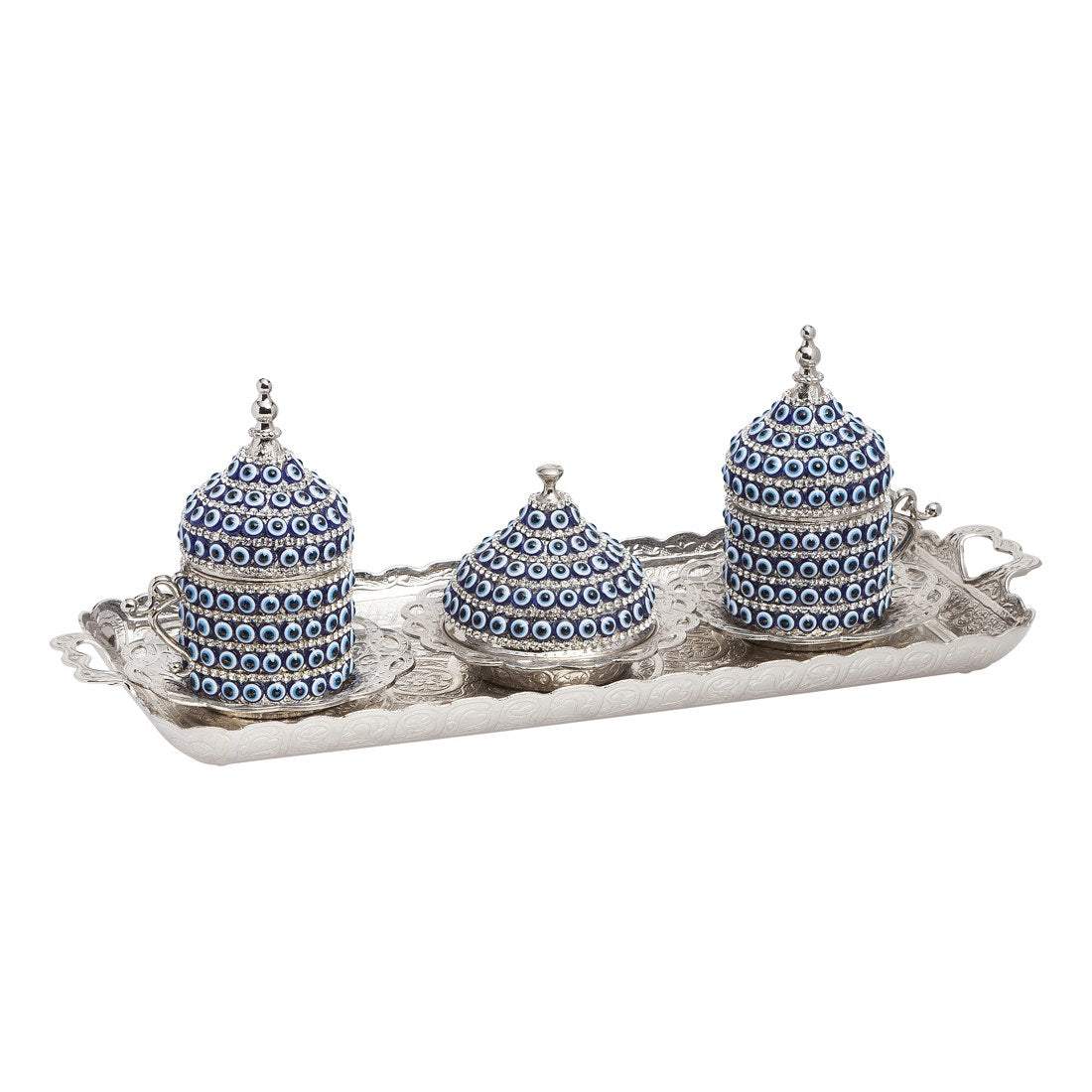 2-Person Coffee Gem-Style Set - Evil Eye Series - White - Acar catalog image